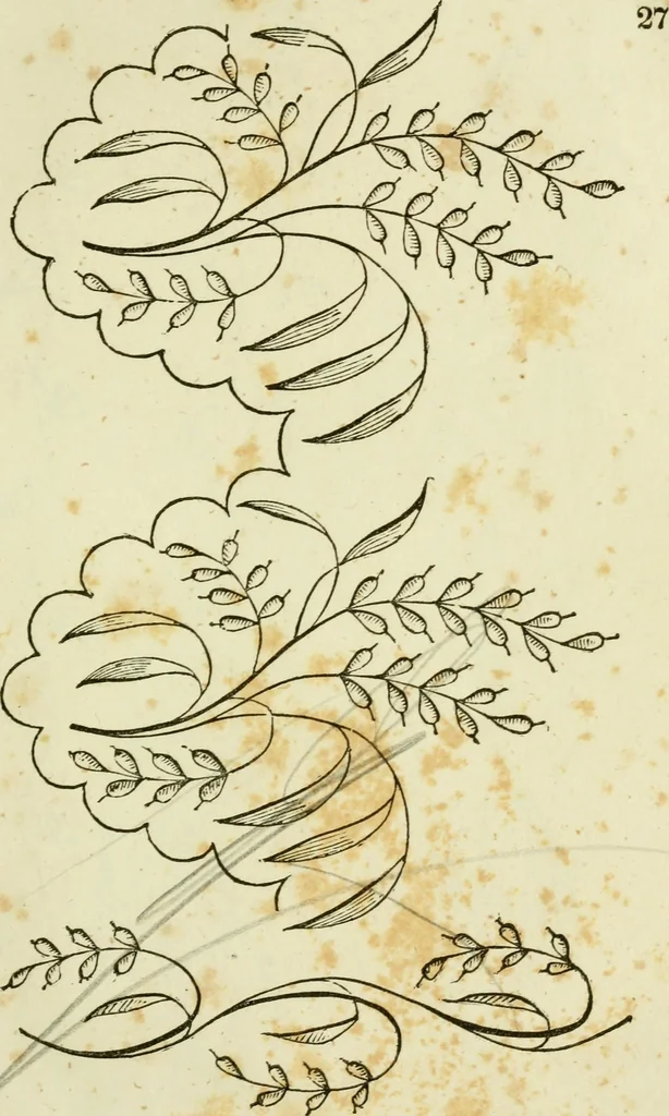 An illustration from The Ladies' self instructor in millinery and mantua making, embroidery and appliqué, canvas-work, knitting, netting, and crochet-work, 1853, leaf 34