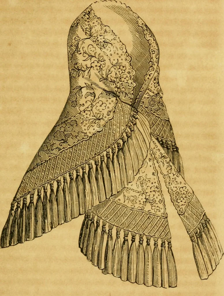 An illustration from The Ladies' self instructor in millinery and mantua making, embroidery and appliqué, canvas-work, knitting, netting, and crochet-work, 1853, leaf 58