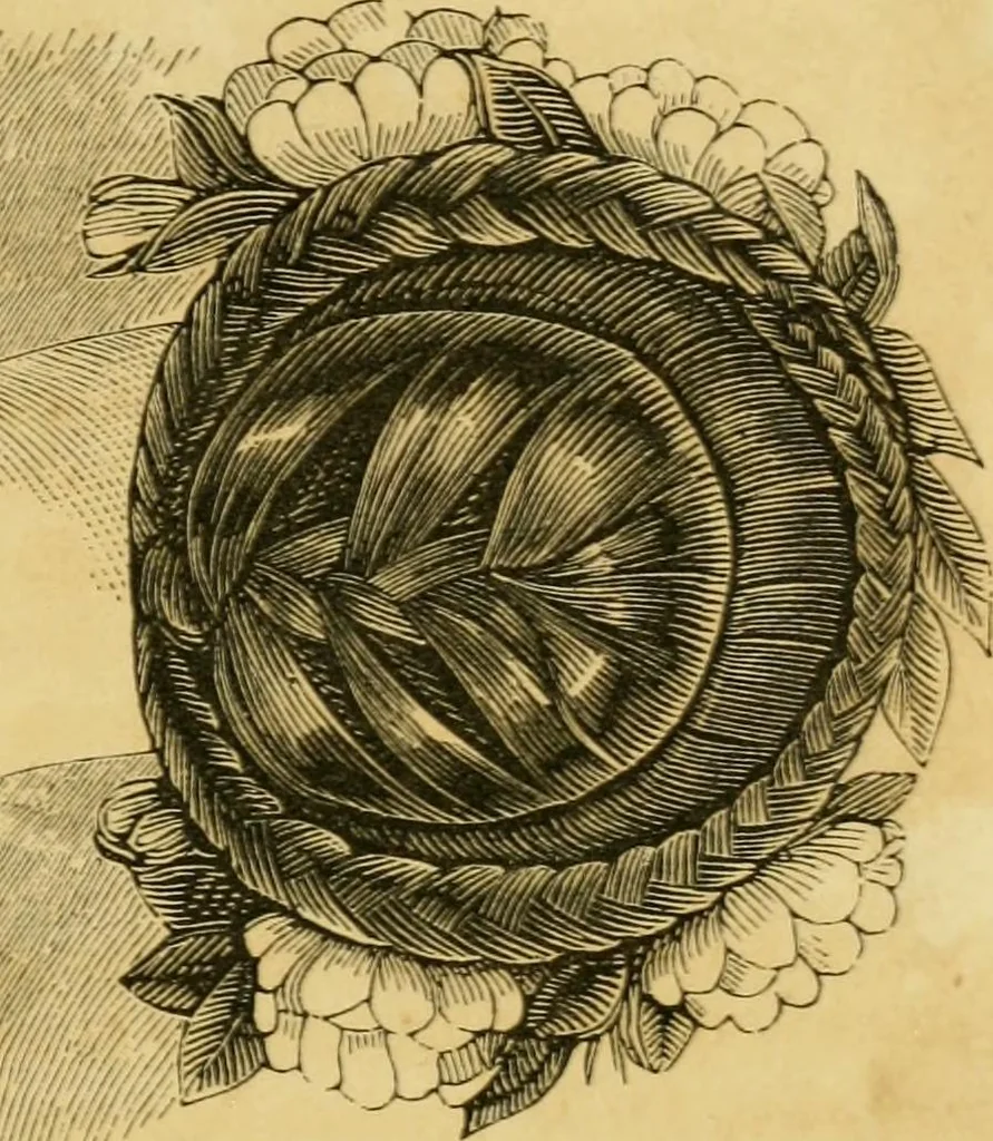 An illustration from The Ladies' self instructor in millinery and mantua making, embroidery and appliqué, canvas-work, knitting, netting, and crochet-work, 1853, leaf 72