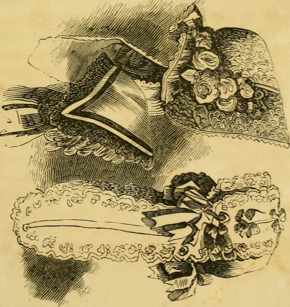 An illustration from The Ladies' self instructor in millinery and mantua making, embroidery and appliqué, canvas-work, knitting, netting, and crochet-work, 1853, leaf 72