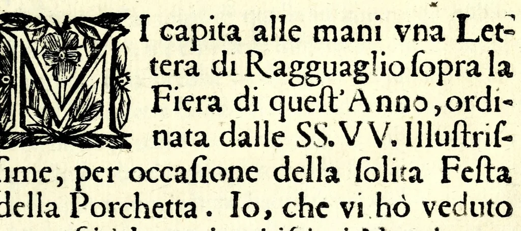 An illustration from La distruttione d'Alba : rappresentata in Bologna da gl'illustrissimi signori confaloniere di giustitia, et anziani, del quarto bimestere MDCLXXIII. in occasione della festa della porchetta, et à medesimi signori dedicata, 1673, leaf 7