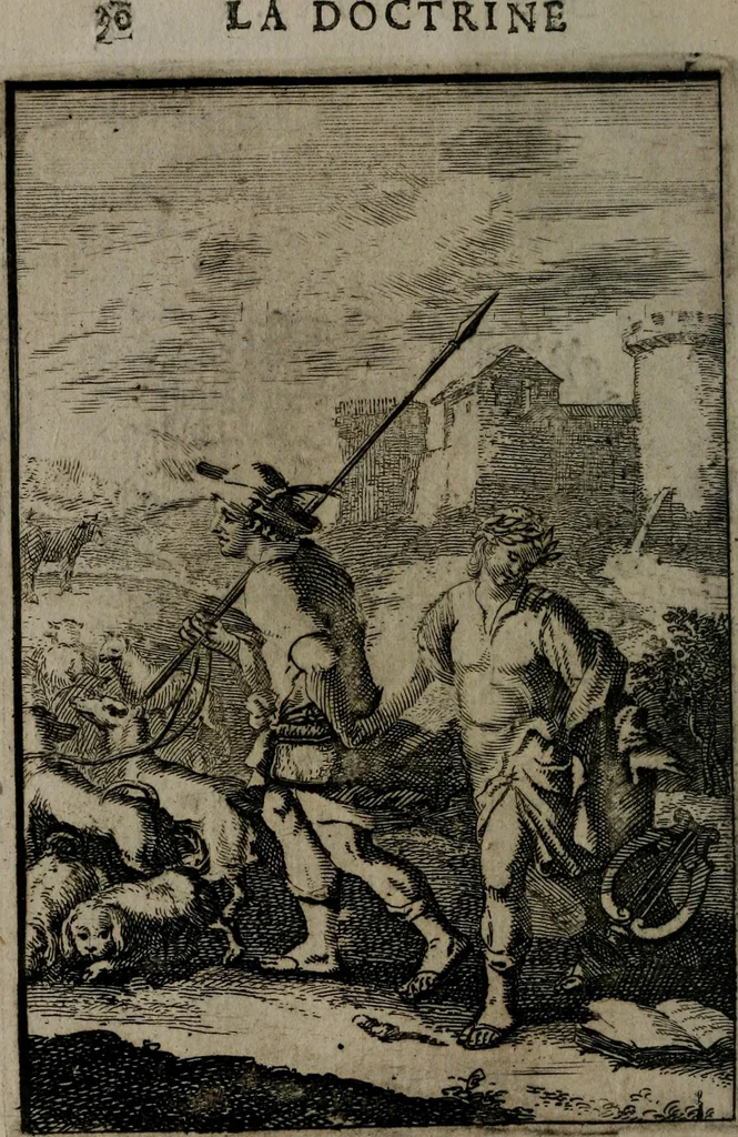 An illustration from La doctrine des moeurs : qui represente en cent tableaux la différence des passions, et enseigne la manière de parvenir à la sagesse universelle, 1688, leaf 107