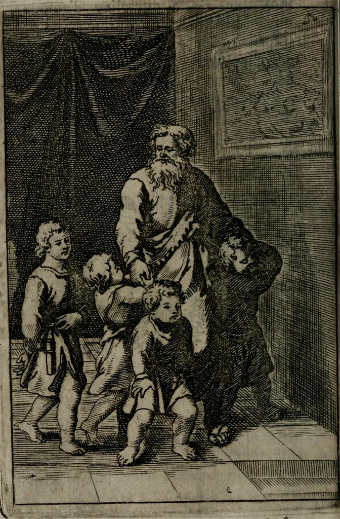An illustration from La doctrine des moeurs : qui represente en cent tableaux la différence des passions, et enseigne la manière de parvenir à la sagesse universelle, 1688, leaf 119