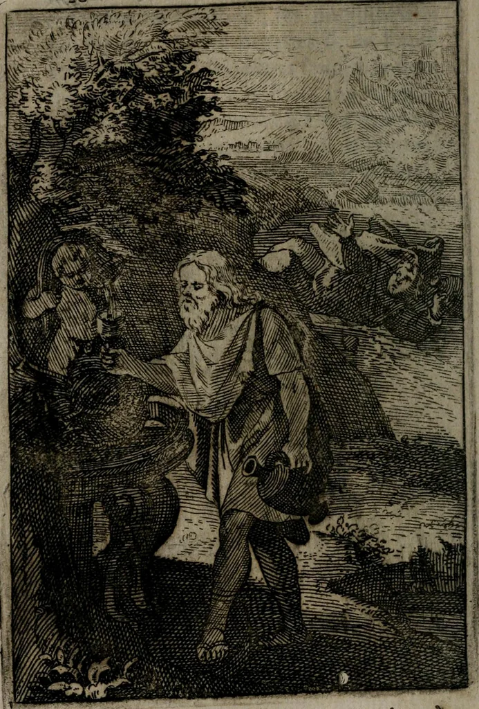 An illustration from La doctrine des moeurs : qui represente en cent tableaux la différence des passions, et enseigne la manière de parvenir à la sagesse universelle, 1688, leaf 135