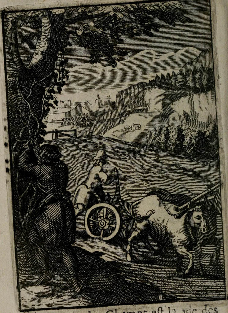 An illustration from La doctrine des moeurs : qui represente en cent tableaux la différence des passions, et enseigne la manière de parvenir à la sagesse universelle, 1688, leaf 147