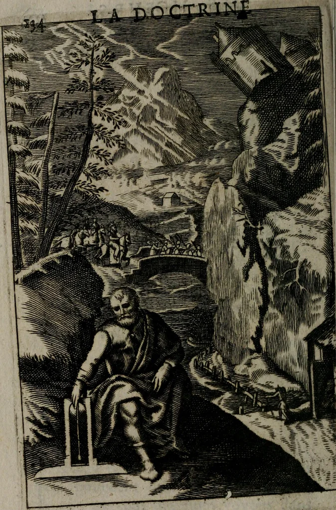 An illustration from La doctrine des moeurs : qui represente en cent tableaux la différence des passions, et enseigne la manière de parvenir à la sagesse universelle, 1688, leaf 151