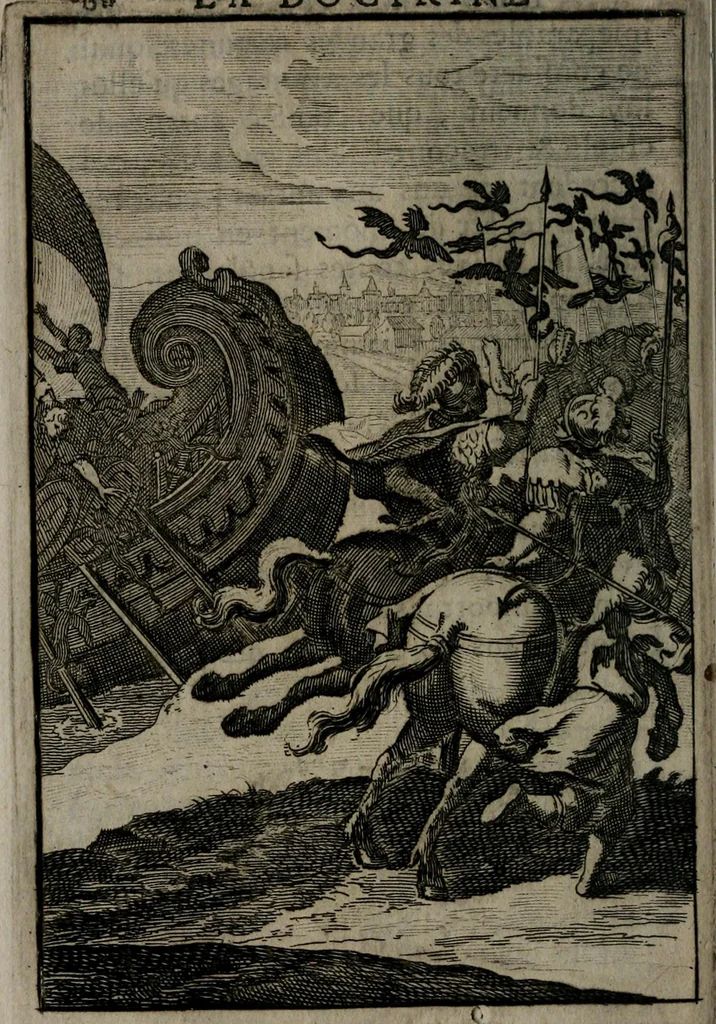 An illustration from La doctrine des moeurs : qui represente en cent tableaux la différence des passions, et enseigne la manière de parvenir à la sagesse universelle, 1688, leaf 187