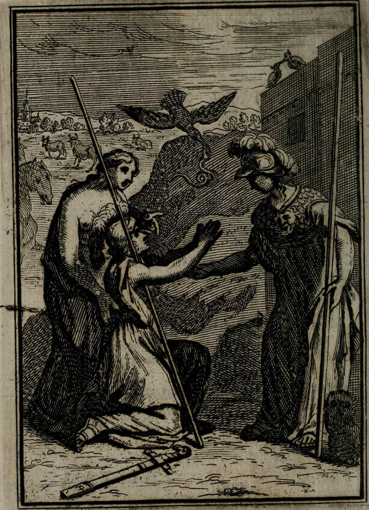 An illustration from La doctrine des moeurs : qui represente en cent tableaux la différence des passions, et enseigne la manière de parvenir à la sagesse universelle, 1688, leaf 19