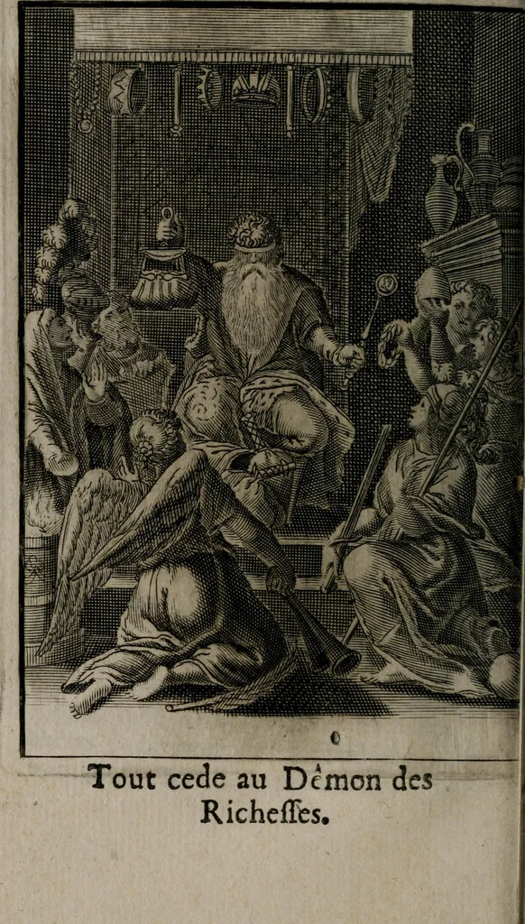 An illustration from La doctrine des moeurs : qui represente en cent tableaux la différence des passions, et enseigne la manière de parvenir à la sagesse universelle, 1688, leaf 199