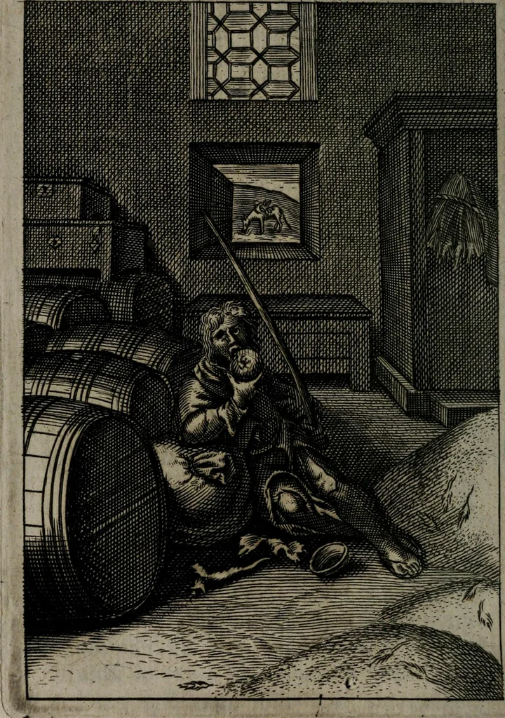 An illustration from La doctrine des moeurs : qui represente en cent tableaux la différence des passions, et enseigne la manière de parvenir à la sagesse universelle, 1688, leaf 235