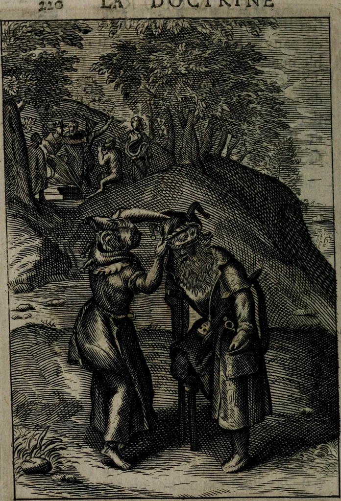 An illustration from La doctrine des moeurs : qui represente en cent tableaux la différence des passions, et enseigne la manière de parvenir à la sagesse universelle, 1688, leaf 239
