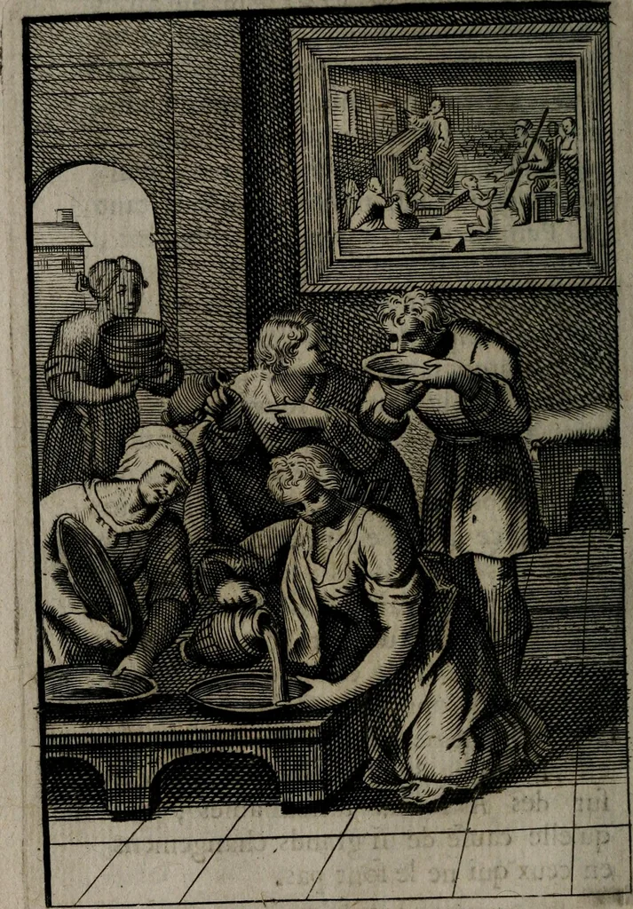 An illustration from La doctrine des moeurs : qui represente en cent tableaux la différence des passions, et enseigne la manière de parvenir à la sagesse universelle, 1688, leaf 27