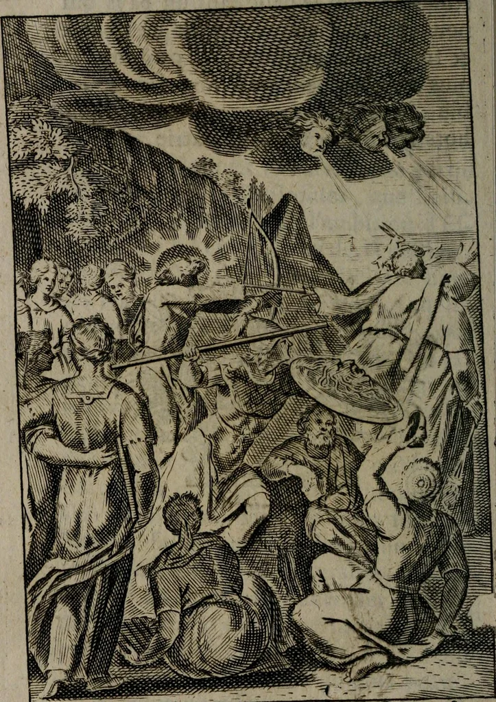 An illustration from La doctrine des moeurs : qui represente en cent tableaux la différence des passions, et enseigne la manière de parvenir à la sagesse universelle, 1688, leaf 277