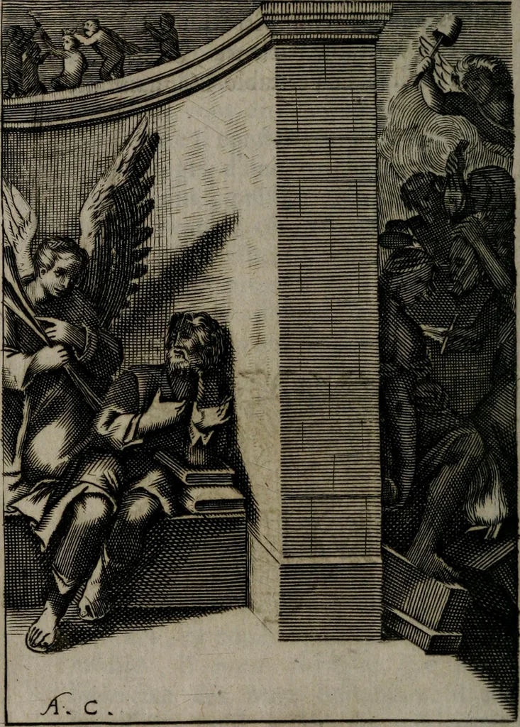 An illustration from La doctrine des moeurs : qui represente en cent tableaux la différence des passions, et enseigne la manière de parvenir à la sagesse universelle, 1688, leaf 305