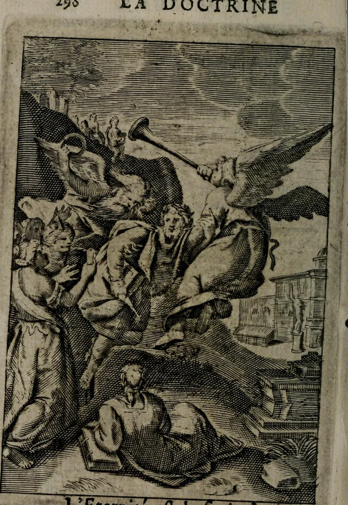 An illustration from La doctrine des moeurs : qui represente en cent tableaux la différence des passions, et enseigne la manière de parvenir à la sagesse universelle, 1688, leaf 317