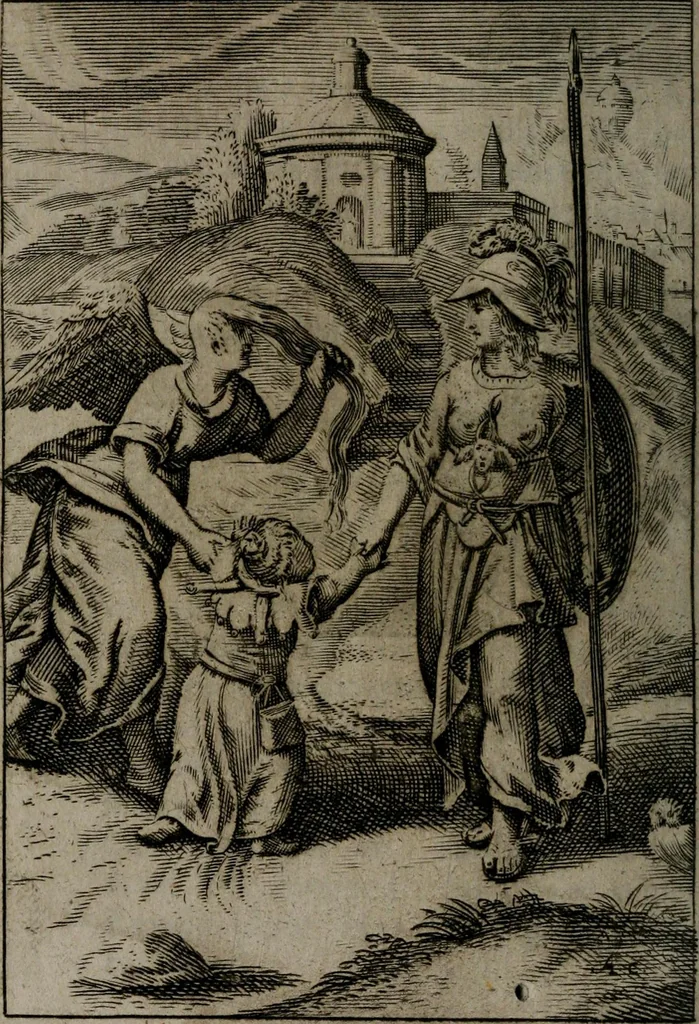 An illustration from La doctrine des moeurs : qui represente en cent tableaux la différence des passions, et enseigne la manière de parvenir à la sagesse universelle, 1688, leaf 329