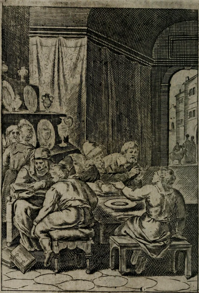 An illustration from La doctrine des moeurs : qui represente en cent tableaux la différence des passions, et enseigne la manière de parvenir à la sagesse universelle, 1688, leaf 337