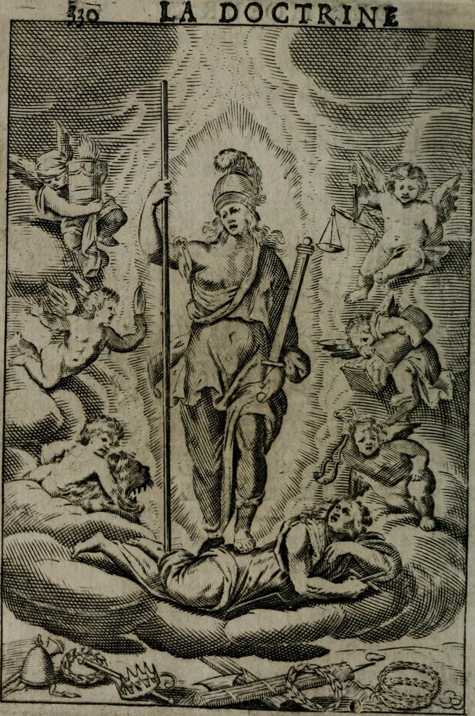 An illustration from La doctrine des moeurs : qui represente en cent tableaux la différence des passions, et enseigne la manière de parvenir à la sagesse universelle, 1688, leaf 349