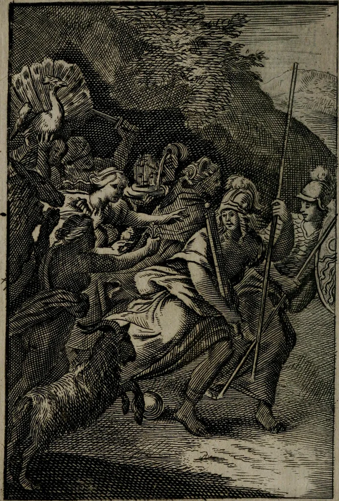 An illustration from La doctrine des moeurs : qui represente en cent tableaux la différence des passions, et enseigne la manière de parvenir à la sagesse universelle, 1688, leaf 35