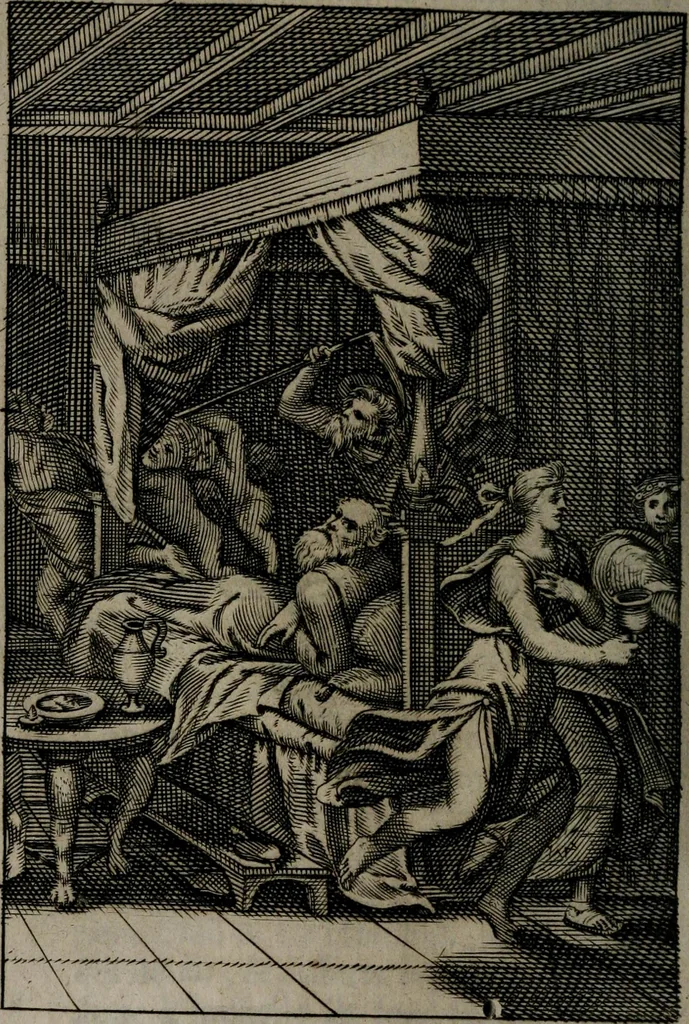 An illustration from La doctrine des moeurs : qui represente en cent tableaux la différence des passions, et enseigne la manière de parvenir à la sagesse universelle, 1688, leaf 369