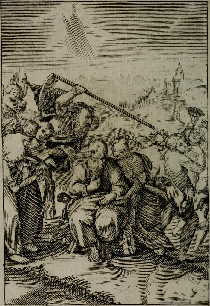 An illustration from La doctrine des moeurs : qui represente en cent tableaux la différence des passions, et enseigne la manière de parvenir à la sagesse universelle, 1688, leaf 381