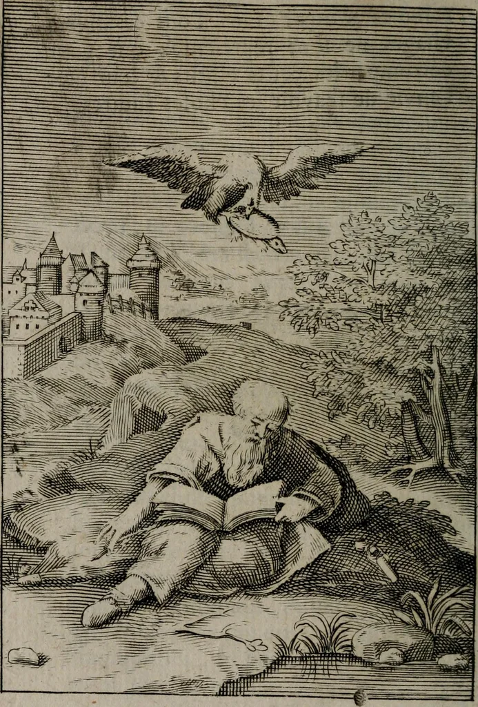 An illustration from La doctrine des moeurs : qui represente en cent tableaux la différence des passions, et enseigne la manière de parvenir à la sagesse universelle, 1688, leaf 389