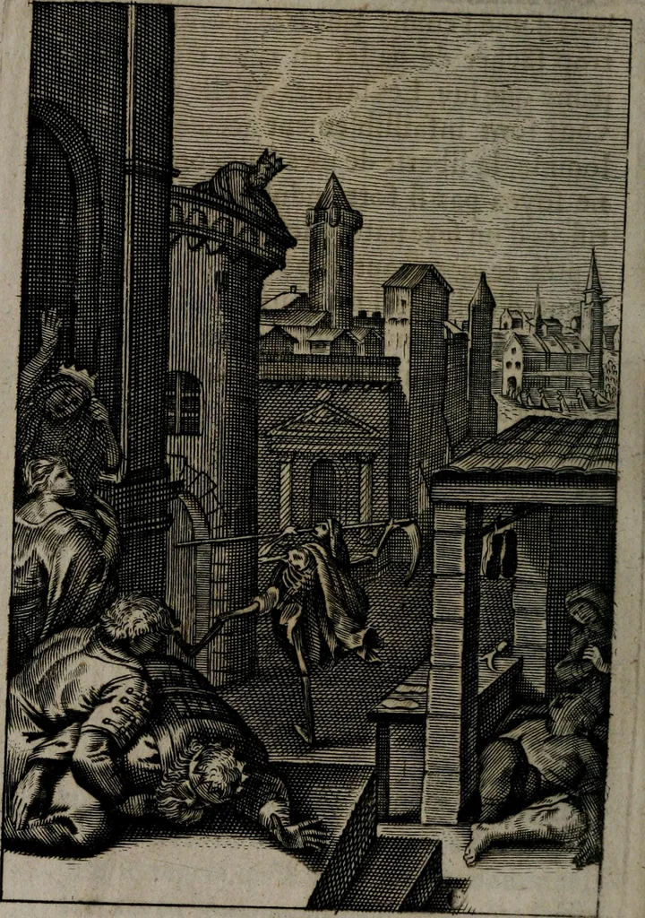 An illustration from La doctrine des moeurs : qui represente en cent tableaux la différence des passions, et enseigne la manière de parvenir à la sagesse universelle, 1688, leaf 409