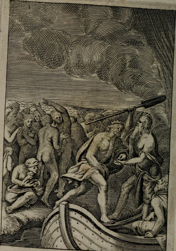 An illustration from La doctrine des moeurs : qui represente en cent tableaux la différence des passions, et enseigne la manière de parvenir à la sagesse universelle, 1688, leaf 417
