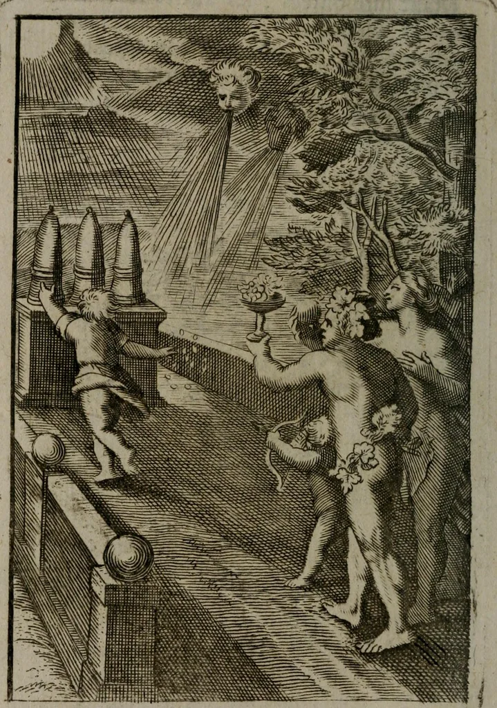 An illustration from La doctrine des moeurs : qui represente en cent tableaux la différence des passions, et enseigne la manière de parvenir à la sagesse universelle, 1688, leaf 47