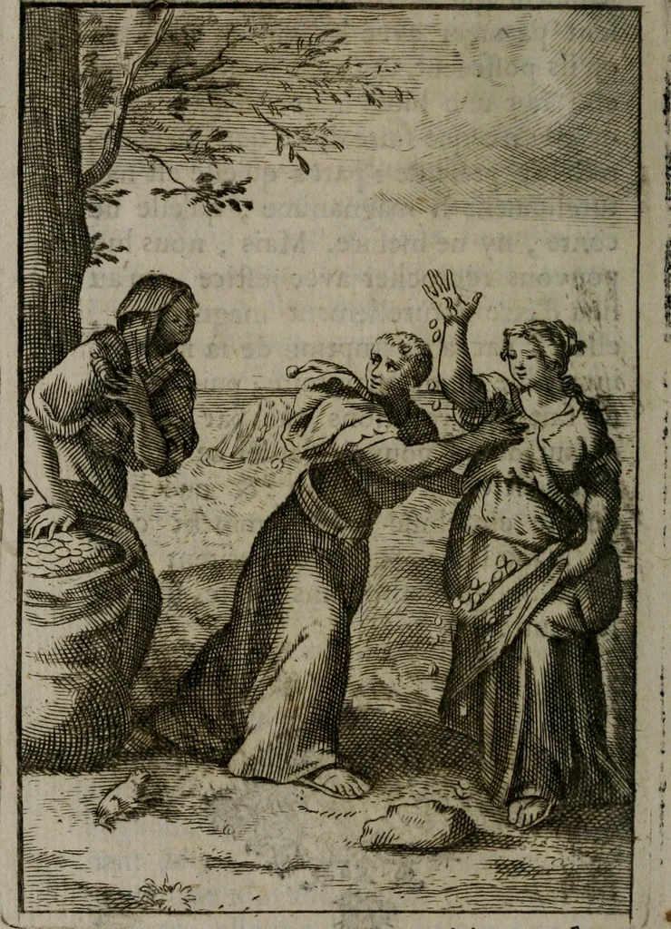 An illustration from La doctrine des moeurs : qui represente en cent tableaux la différence des passions, et enseigne la manière de parvenir à la sagesse universelle, 1688, leaf 55