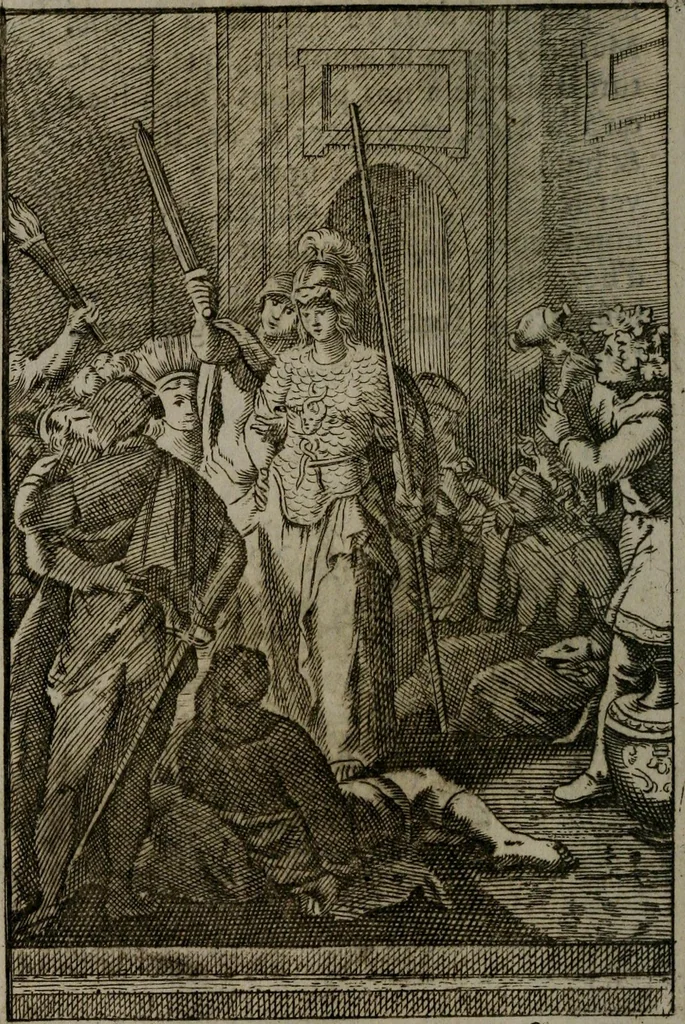 An illustration from La doctrine des moeurs : qui represente en cent tableaux la différence des passions, et enseigne la manière de parvenir à la sagesse universelle, 1688, leaf 63