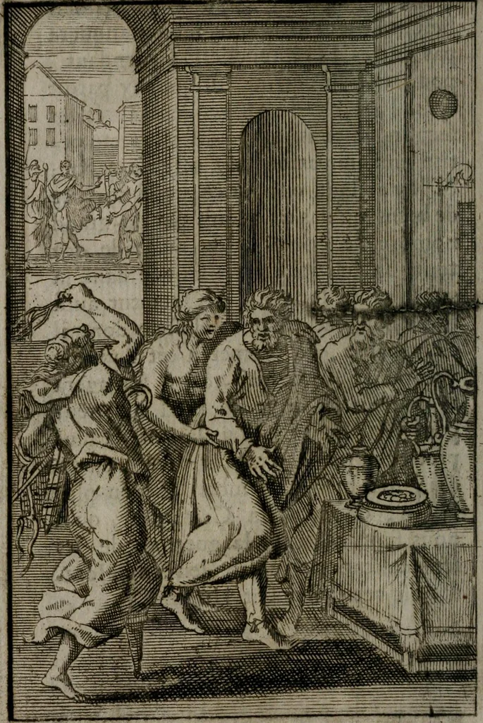 An illustration from La doctrine des moeurs : qui represente en cent tableaux la différence des passions, et enseigne la manière de parvenir à la sagesse universelle, 1688, leaf 79