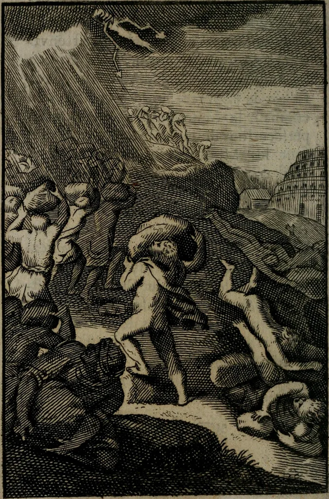 An illustration from La doctrine des moeurs : qui represente en cent tableaux la différence des passions, et enseigne la manière de parvenir à la sagesse universelle, 1688, leaf 87