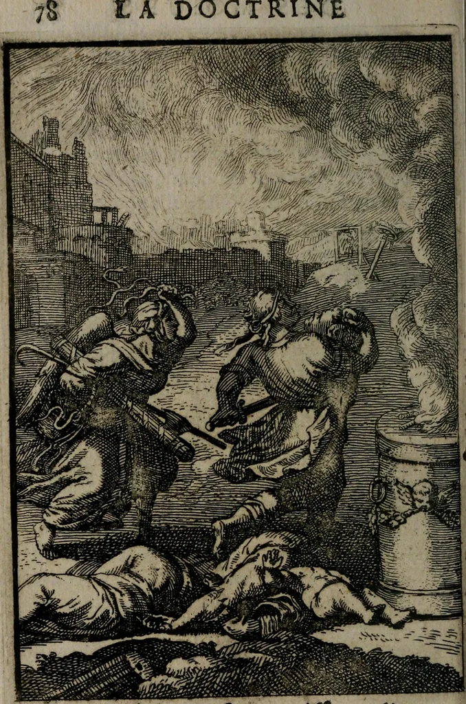 An illustration from La doctrine des moeurs : qui represente en cent tableaux la différence des passions, et enseigne la manière de parvenir à la sagesse universelle, 1688, leaf 95