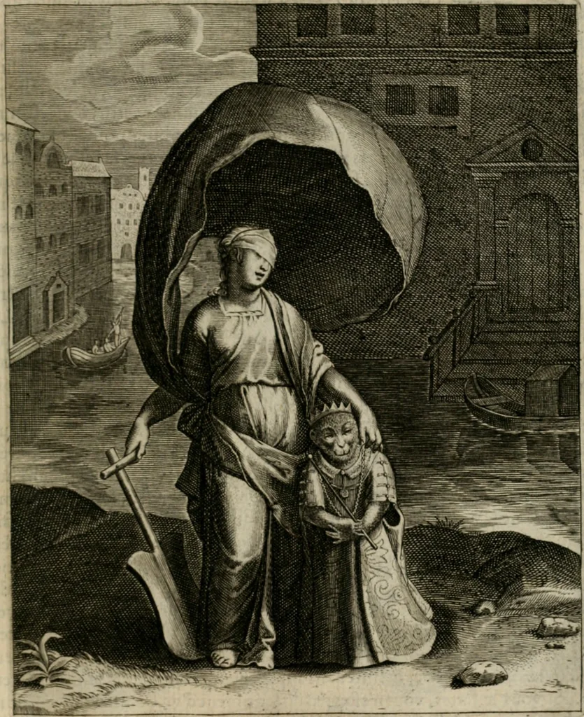 An illustration from La doctrine des moeurs : tiree de la philosophie des stoiques: representee en cent tableaux. Et expliquee en cent discours pour l'instruction de la ieunesse. Au Roy, 1646, leaf 116