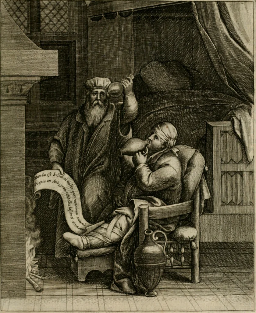 An illustration from La doctrine des moeurs : tiree de la philosophie des stoiques: representee en cent tableaux. Et expliquee en cent discours pour l'instruction de la ieunesse. Au Roy, 1646, leaf 124