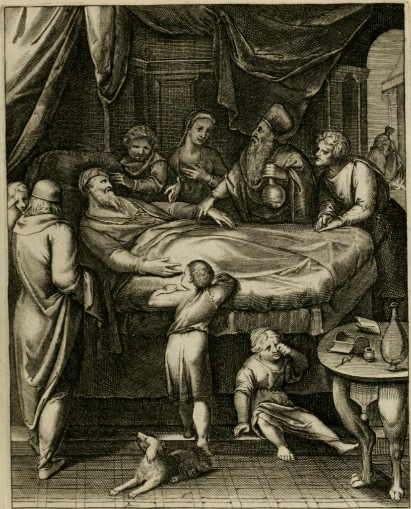 An illustration from La doctrine des moeurs : tiree de la philosophie des stoiques: representee en cent tableaux. Et expliquee en cent discours pour l'instruction de la ieunesse. Au Roy, 1646, leaf 136