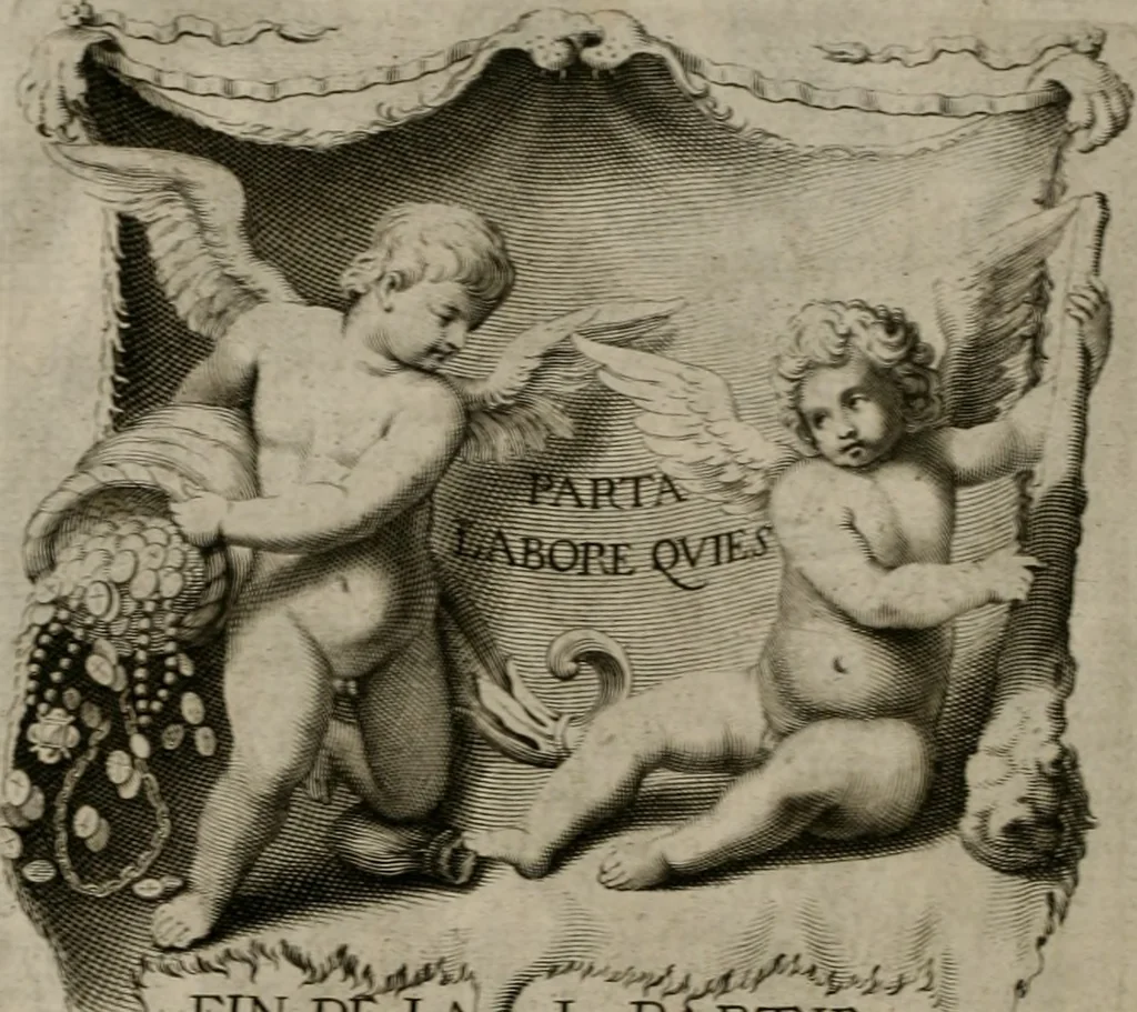 An illustration from La doctrine des moeurs : tiree de la philosophie des stoiques: representee en cent tableaux. Et expliquee en cent discours pour l'instruction de la ieunesse. Au Roy, 1646, leaf 137