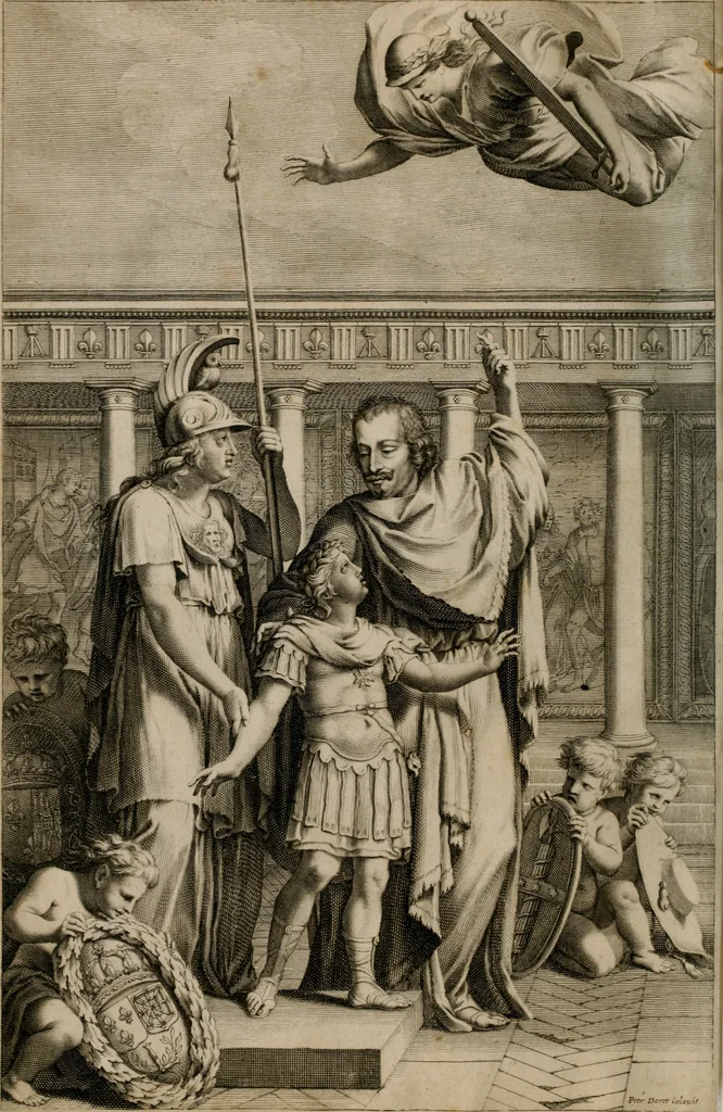 An illustration from La doctrine des moeurs : tiree de la philosophie des stoiques: representee en cent tableaux. Et expliquee en cent discours pour l'instruction de la ieunesse. Au Roy, 1646, leaf 15