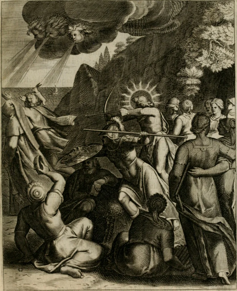 An illustration from La doctrine des moeurs : tiree de la philosophie des stoiques: representee en cent tableaux. Et expliquee en cent discours pour l'instruction de la ieunesse. Au Roy, 1646, leaf 150