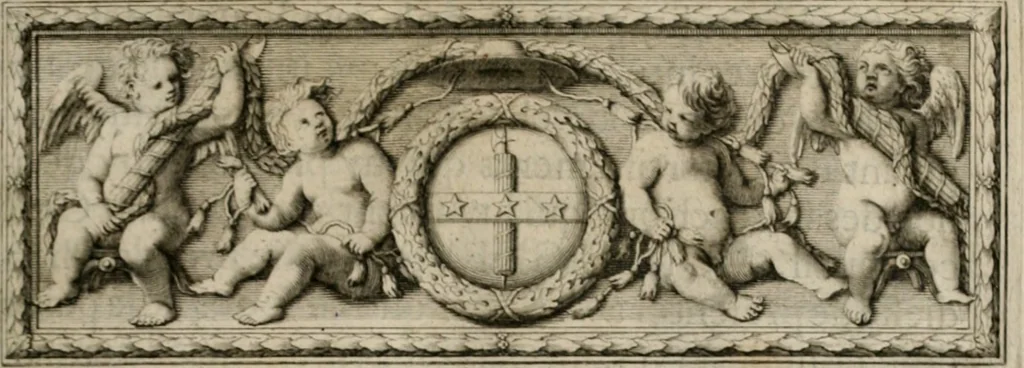 An illustration from La doctrine des moeurs : tiree de la philosophie des stoiques: representee en cent tableaux. Et expliquee en cent discours pour l'instruction de la ieunesse. Au Roy, 1646, leaf 16