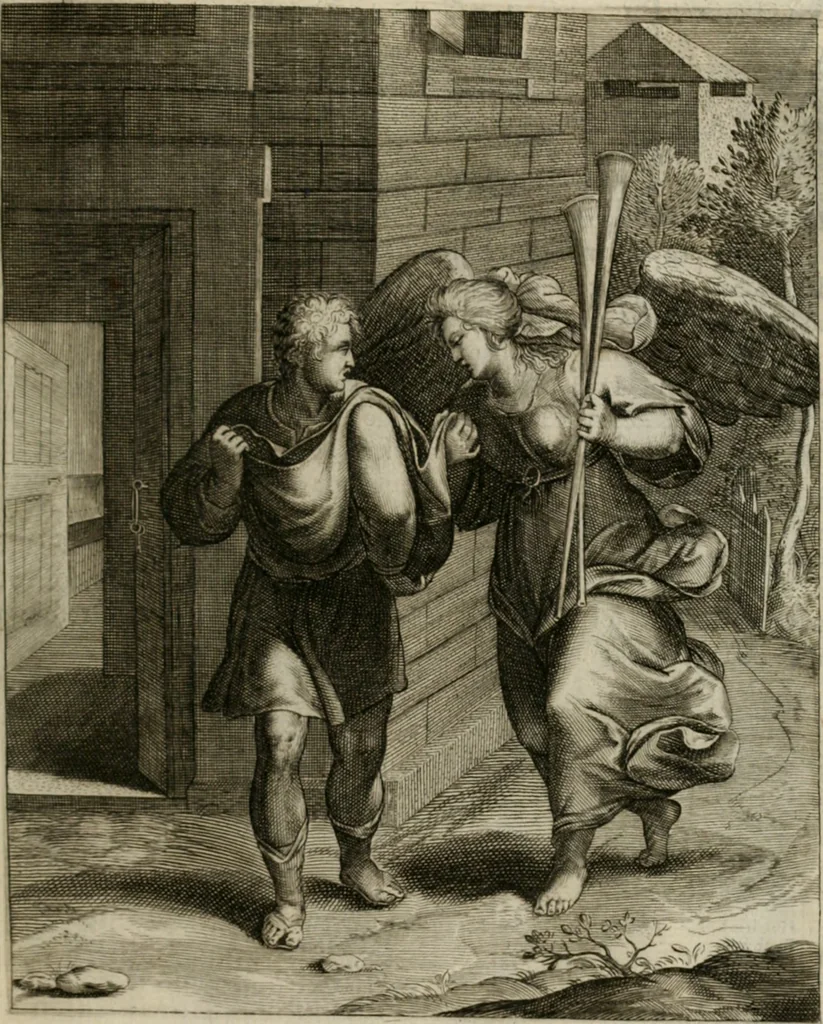An illustration from La doctrine des moeurs : tiree de la philosophie des stoiques: representee en cent tableaux. Et expliquee en cent discours pour l'instruction de la ieunesse. Au Roy, 1646, leaf 166