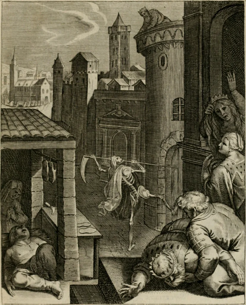 An illustration from La doctrine des moeurs : tiree de la philosophie des stoiques: representee en cent tableaux. Et expliquee en cent discours pour l'instruction de la ieunesse. Au Roy, 1646, leaf 214