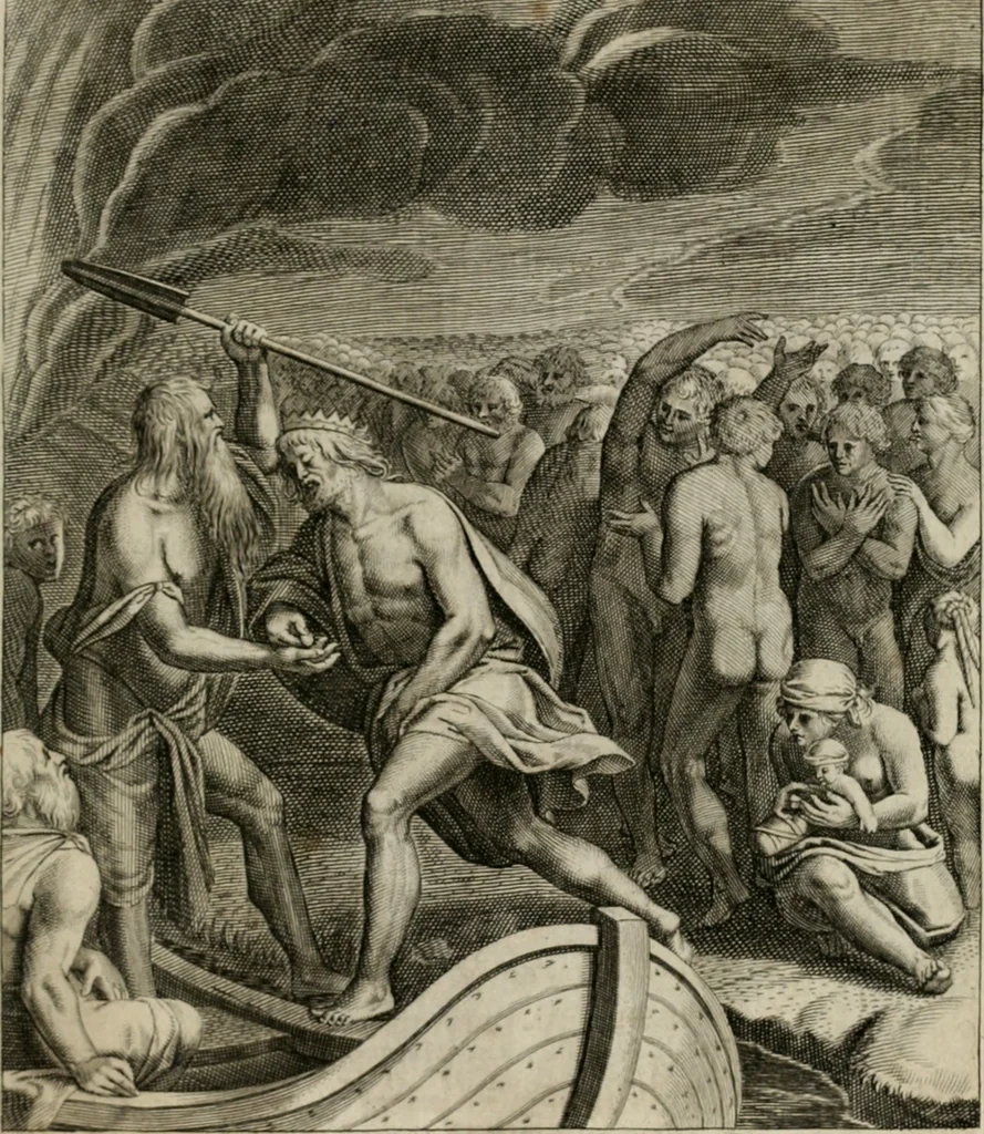 An illustration from La doctrine des moeurs : tiree de la philosophie des stoiques: representee en cent tableaux. Et expliquee en cent discours pour l'instruction de la ieunesse. Au Roy, 1646, leaf 218