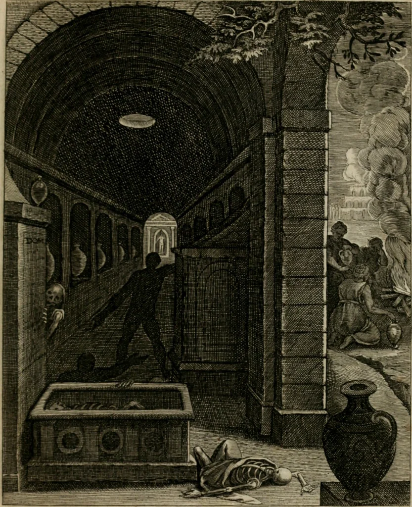 An illustration from La doctrine des moeurs : tiree de la philosophie des stoiques: representee en cent tableaux. Et expliquee en cent discours pour l'instruction de la ieunesse. Au Roy, 1646, leaf 222