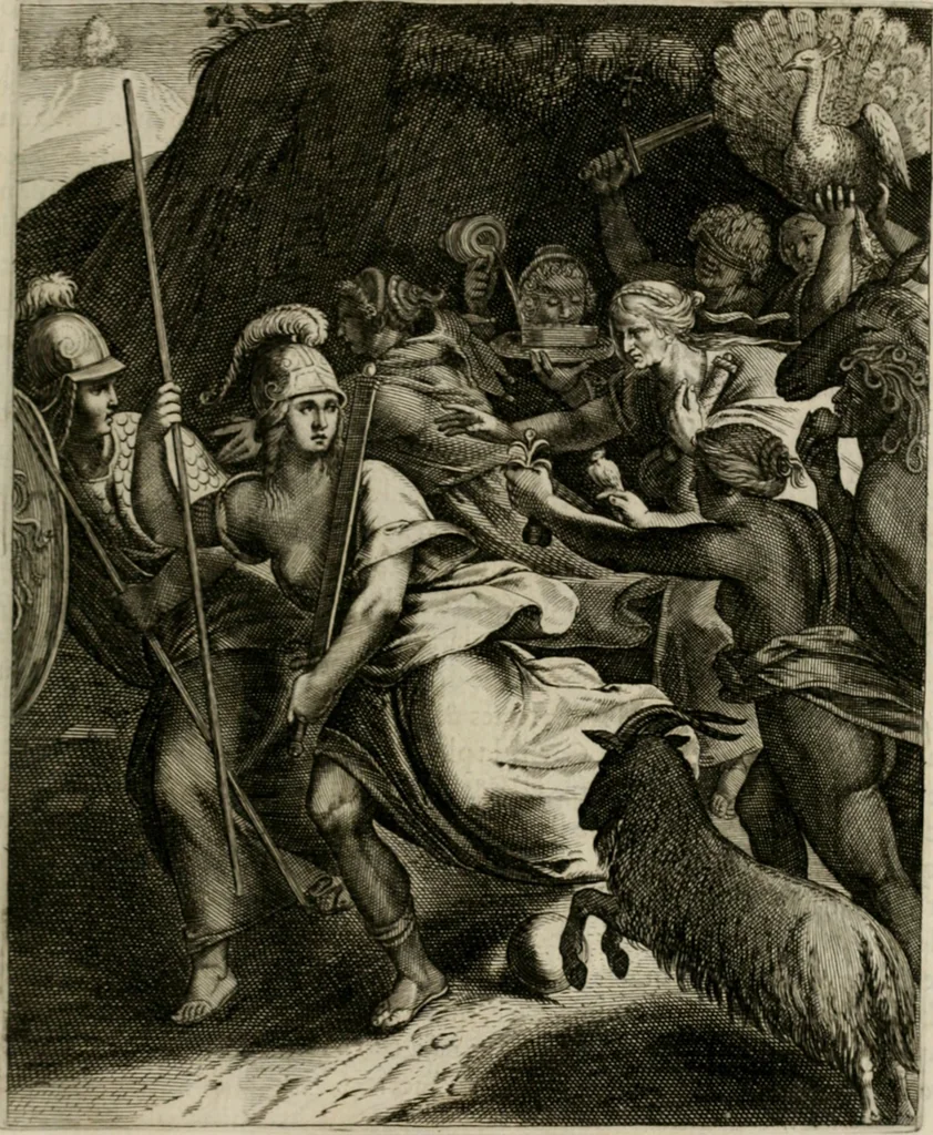 An illustration from La doctrine des moeurs : tiree de la philosophie des stoiques: representee en cent tableaux. Et expliquee en cent discours pour l'instruction de la ieunesse. Au Roy, 1646, leaf 42