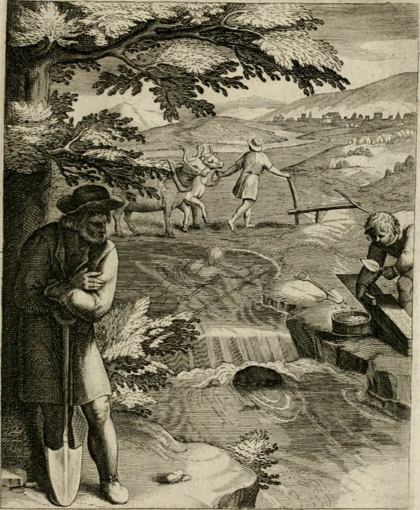 An illustration from La doctrine des moeurs : tiree de la philosophie des stoiques: representee en cent tableaux. Et expliquee en cent discours pour l'instruction de la ieunesse. Au Roy, 1646, leaf 46