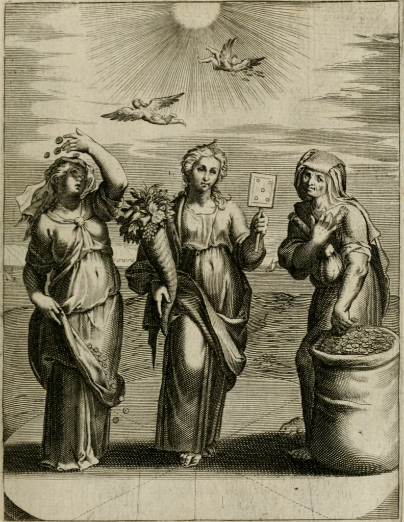 An illustration from La doctrine des moeurs : tiree de la philosophie des stoiques: representee en cent tableaux. Et expliquee en cent discours pour l'instruction de la ieunesse. Au Roy, 1646, leaf 50