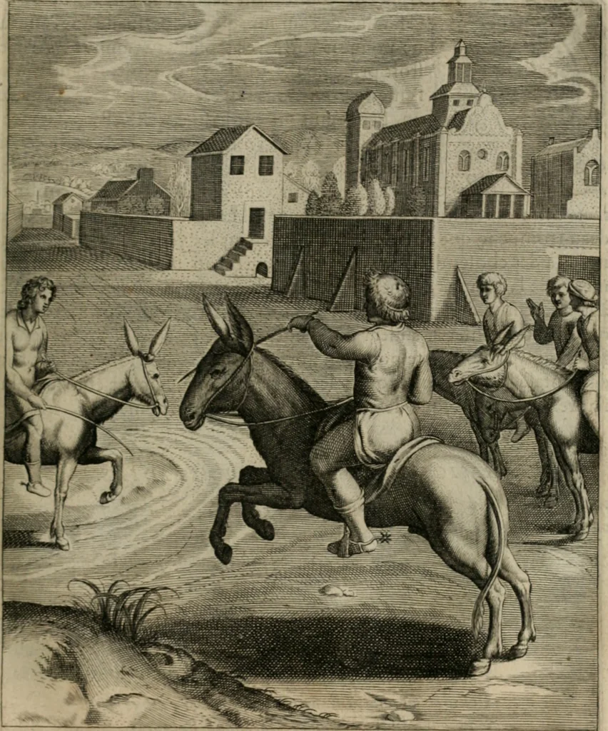 An illustration from La doctrine des moeurs : tiree de la philosophie des stoiques: representee en cent tableaux. Et expliquee en cent discours pour l'instruction de la ieunesse. Au Roy, 1646, leaf 72