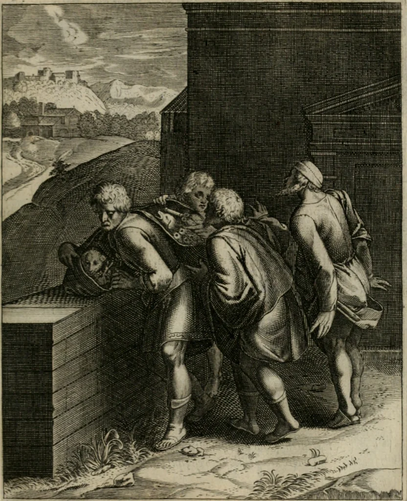 An illustration from La doctrine des moeurs : tiree de la philosophie des stoiques: representee en cent tableaux. Et expliquee en cent discours pour l'instruction de la ieunesse. Au Roy, 1646, leaf 76